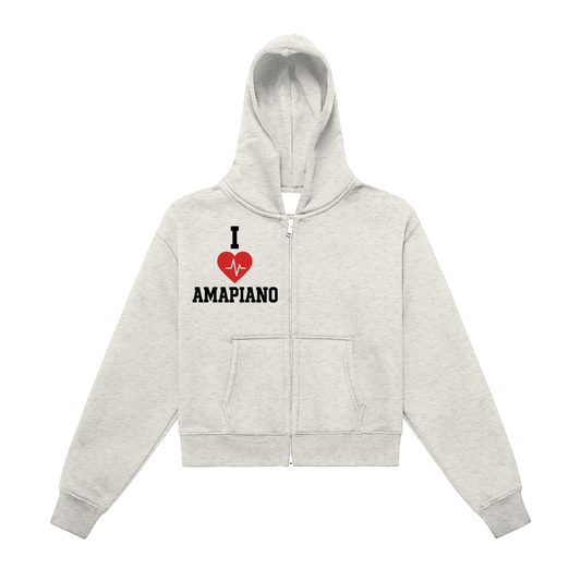 I ❤️ AMAPIANO WOMEN'S CROPPED ZIP HOODIE