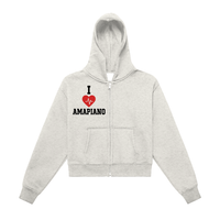I ❤️ AMAPIANO WOMEN'S CROPPED ZIP HOODIE