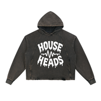 HOUSE HEADS VINTAGE WASH FRAYED-HEM HOODIE