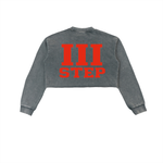 III STEP SNOW WASH RAW EDGE CROPPED SWEATSHIRT