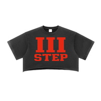 III STEP SNOW WASH RAW EDGE CROP TOP