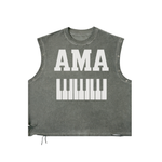 AMAPIANO DISTRESSED GROMMET EYELET TANK TOP