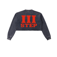 III STEP SNOW WASH RAW EDGE CROPPED SWEATSHIRT