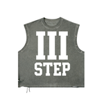 III STEP DISTRESSED GROMMET EYELET TANK TOP