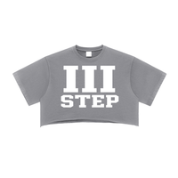 III STEP SNOW WASH RAW EDGE CROP TOP