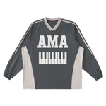 AMAPIANO COLOR-BLOCK V-NECK LONG SLEEVE