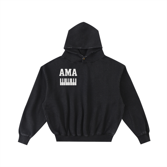 AMAPIANO FRAYED ENZYME WASH FLEECE HOODIE