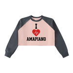 I ❤️ AMAPIANO WOMEN'S HEAVY TWO-TONE CROP SWEATSHIRT