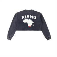 AMAPIANO SNOW WASH RAW EDGE CROPPED SWEATSHIRT