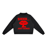 SHHH… JUST DANCE™ OVERSIZED FLEECE MOCK-NECK SWEATER