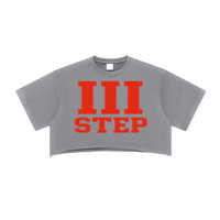 III STEP SNOW WASH RAW EDGE CROP TOP