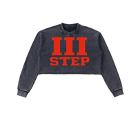 III STEP SNOW WASH RAW EDGE CROPPED SWEATSHIRT