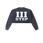 III STEP SNOW WASH RAW EDGE CROPPED SWEATSHIRT