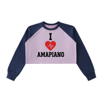I ❤️ AMAPIANO WOMEN'S HEAVY TWO-TONE CROP SWEATSHIRT