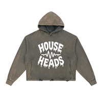 HOUSE HEADS VINTAGE WASH FRAYED-HEM HOODIE