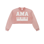 AMAPIANO SNOW WASH RAW EDGE CROPPED SWEATSHIRT