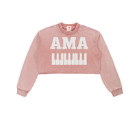 AMAPIANO SNOW WASH RAW EDGE CROPPED SWEATSHIRT