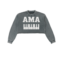 AMAPIANO SNOW WASH RAW EDGE CROPPED SWEATSHIRT