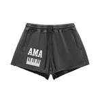 AMAPIANO SNOW WASH EDGE DRAWSTRING SHORTS