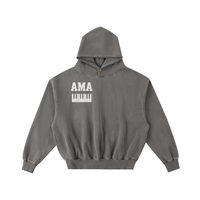 AMAPIANO FRAYED ENZYME WASH FLEECE HOODIE