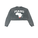 AMAPIANO SNOW WASH RAW EDGE CROPPED SWEATSHIRT