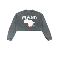 AMAPIANO SNOW WASH RAW EDGE CROPPED SWEATSHIRT