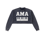 AMAPIANO SNOW WASH RAW EDGE CROPPED SWEATSHIRT