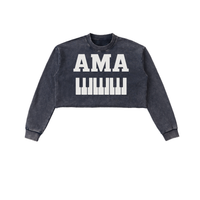 AMAPIANO SNOW WASH RAW EDGE CROPPED SWEATSHIRT