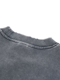 III STEP SNOW WASH RAW EDGE CROPPED SWEATSHIRT